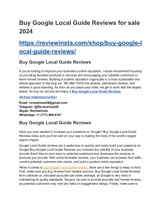 Buy Google Local Guide Reviews for sale 2024