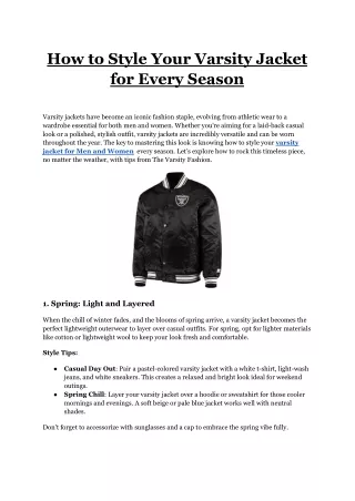 How to Style Your Varsity Jacket for Every Season