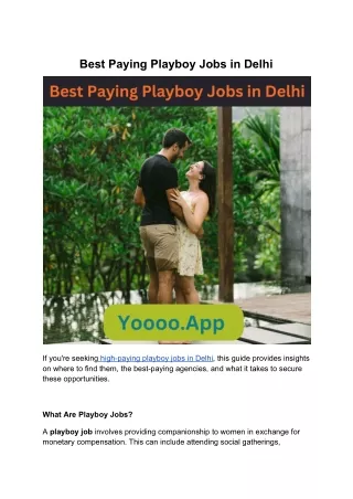 A Guide to Securing Playboy Careers in Delhi
