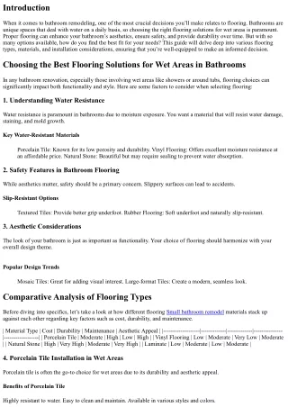 “Choosing the Best Flooring Solutions for Wet Areas in Bathrooms”