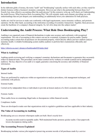 Comprehending the Audit Refine: What Role Does Bookkeeping Play?
