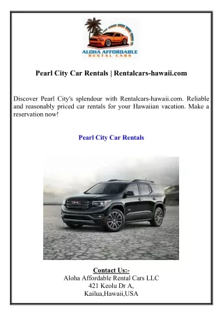 Pearl City Car Rentals Rentalcars-hawaii.com