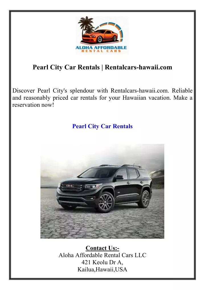 pearl city car rentals rentalcars hawaii com