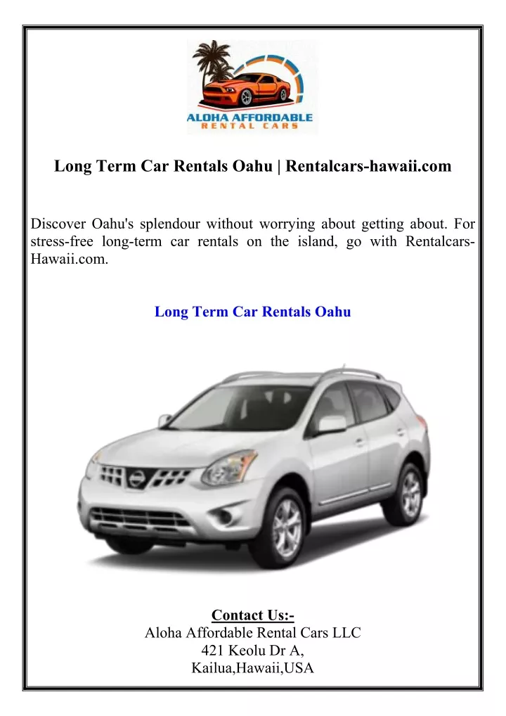 long term car rentals oahu rentalcars hawaii com