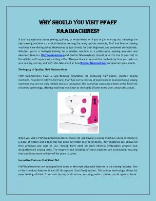 Why Should You Visit Pfaff Naaimachines?