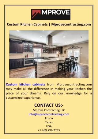 Custom Kitchen Cabinets  Mprovecontracting.com