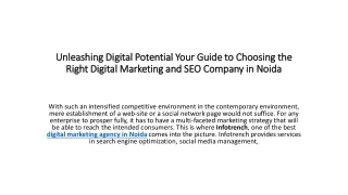 Unleashing Digital Potential Your Guide to Choosing the Right Digital Marketing and SEO Company in Noida