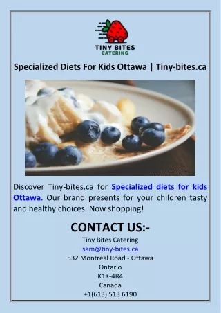 Specialized Diets For Kids Ottawa  Tiny-bites.ca
