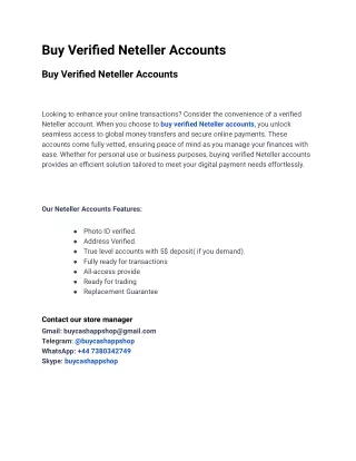 Top 22 Sites To Buy Verified Neteller Accounts