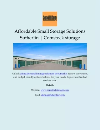 Affordable Small Storage Solutions Sutherlin