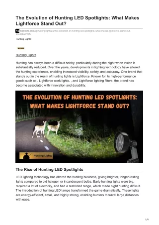 The Evolution of Hunting LED Spotlights What Makes Lightforce Stand Out