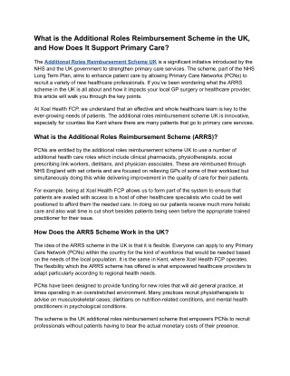 What is the Additional Roles Reimbursement Scheme (ARRS) in the UK, and How Does It Support Primary Care