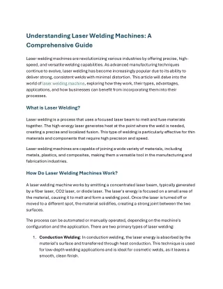 Understanding Laser Welding Machines- A Comprehensive Guide