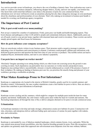 Commercial Pest Control: Protecting Your Kamloops Business Reputation