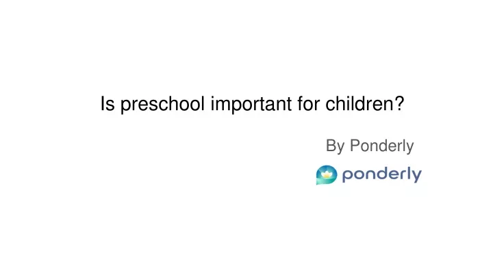 is preschool important for children