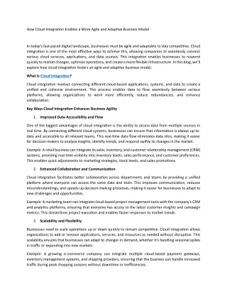 how cloud integration enables a more agile
