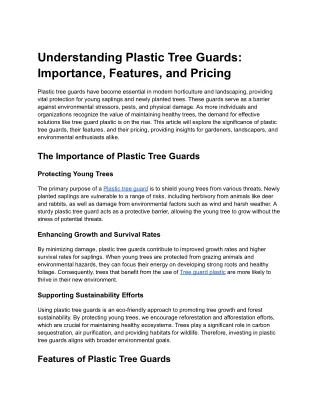 understanding plastic tree guards importance