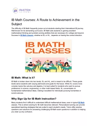 ib math courses a route to achievement