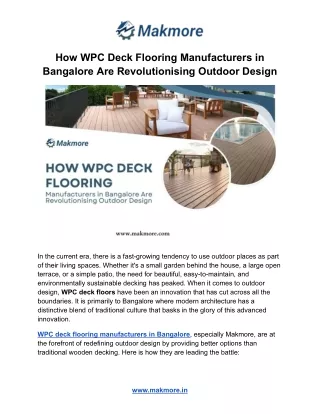 How WPC Deck Flooring Manufacturers in Bangalore Are Revolutionising Outdoor Design