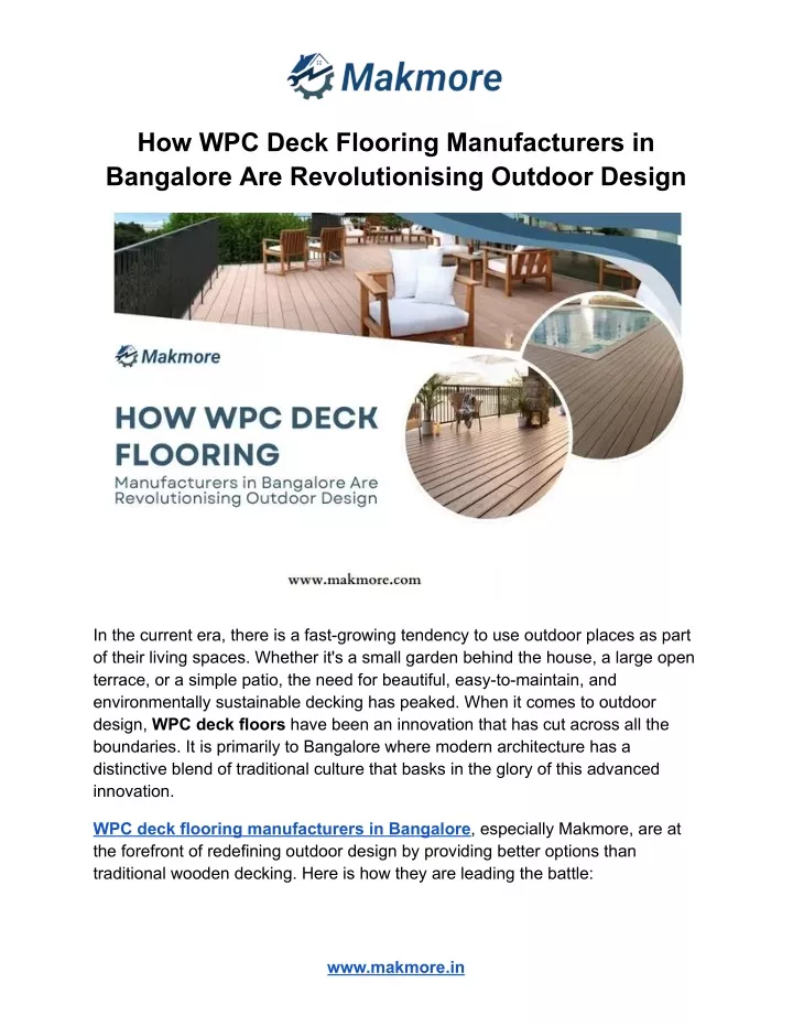 how wpc deck flooring manufacturers in bangalore