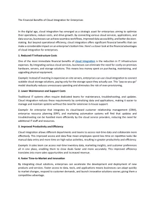 the financial benefits of cloud integration