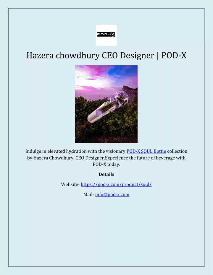 hazera chowdhury ceo designer pod x