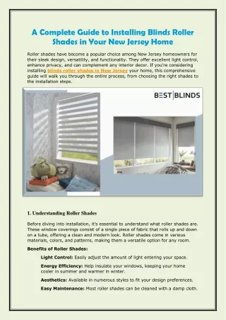 A Complete Guide to Installing Blinds Roller Shades in Your New Jersey Home