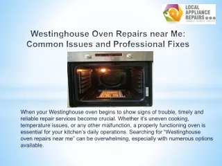 Westinghouse Oven Repairs near Me: Common Issues and Professional Fixes