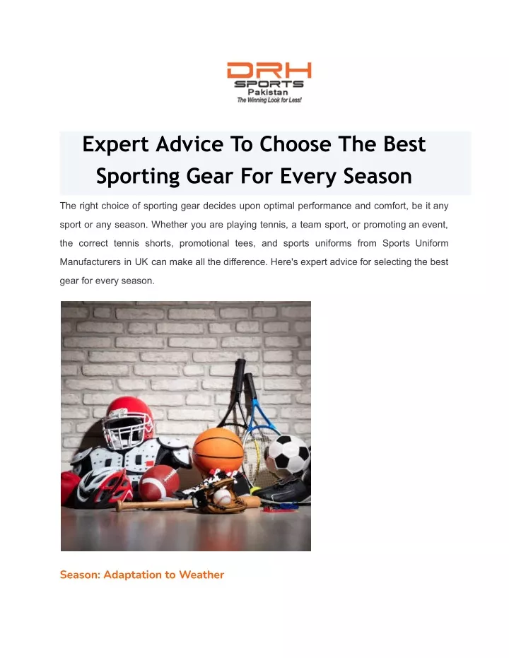 expert advice to choose the best sporting gear