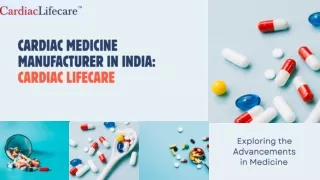 Cardiac Medicine Manufacturer In India: Cardiac Lifecare