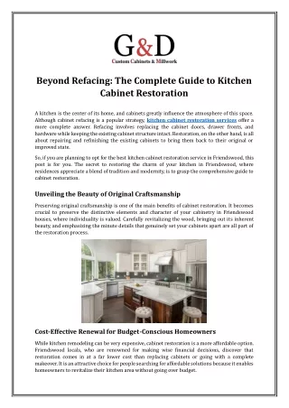 Beyond Refacing: The Complete Guide to Kitchen Cabinet Restoration