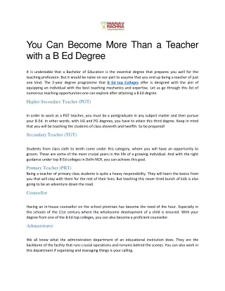 You Can Become More Than a Teacher with a B Ed Degree