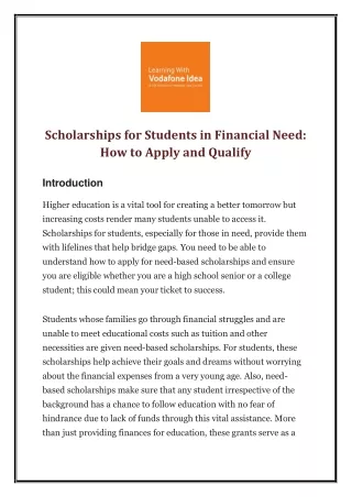 Scholarships for Students in Financial Need: How to Apply and Qualify