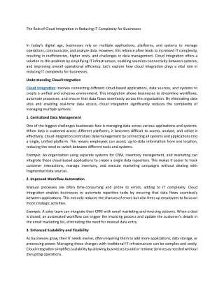 the role of cloud integration in reducing