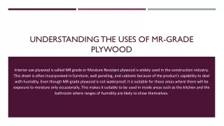 Understanding the Uses of MR-Grade Plywood