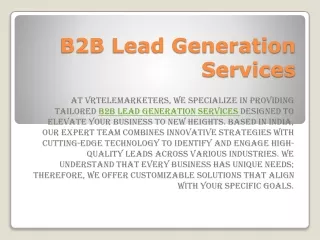 B2B Lead Generation Services