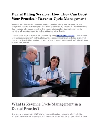 Dental Billing Services - How They Can Boost Your Practice's Revenue Cycle Management