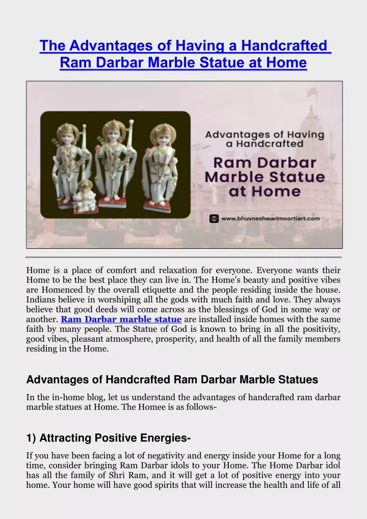 the advantages of having a handcrafted ram darbar