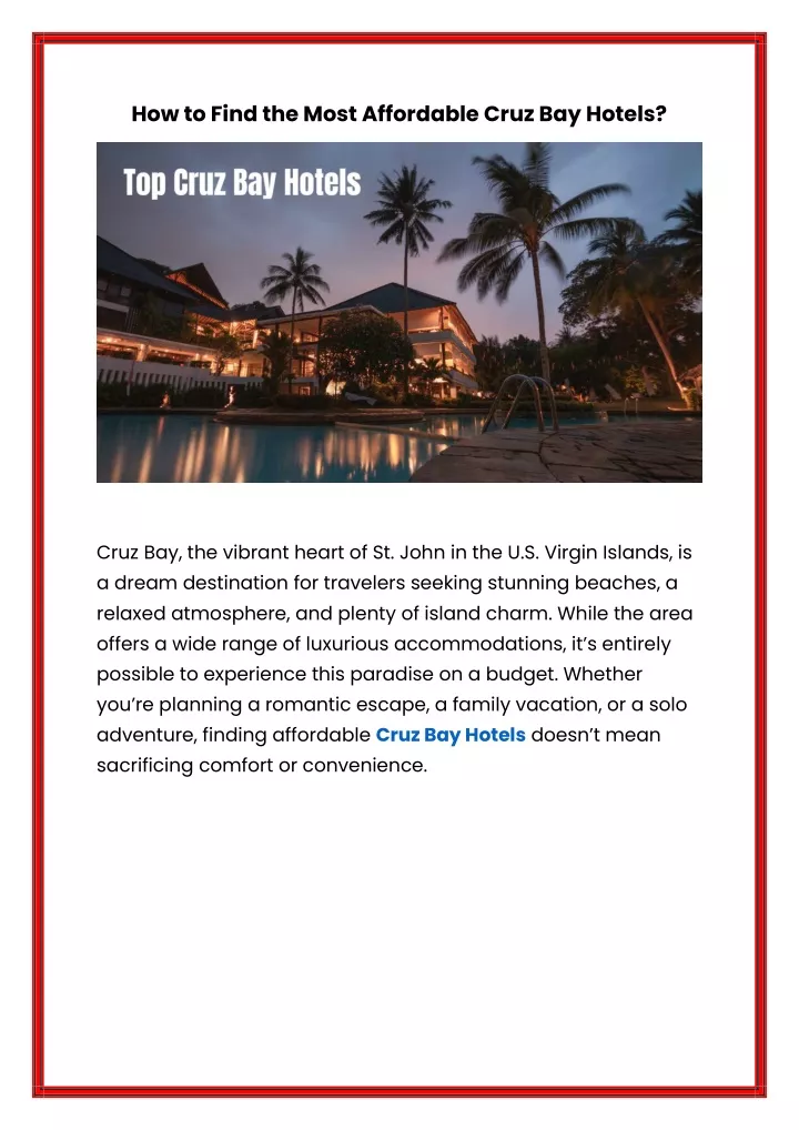 how to find the most affordable cruz bay hotels