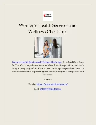 Women's Health Services and Wellness Check-ups