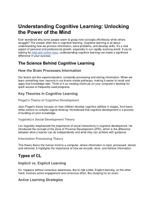 understanding cognitive learning unlocking