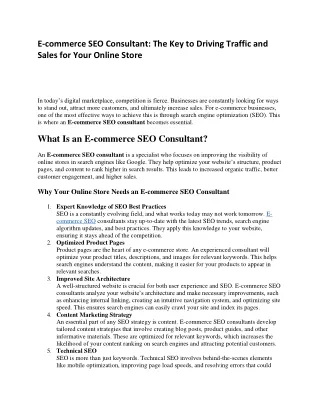 e commerce seo consultant the key to driving