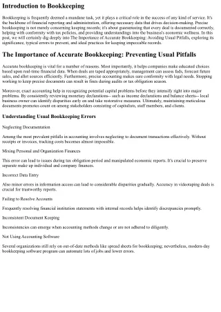 The Value of Accurate Bookkeeping: Preventing Typical Challenges
