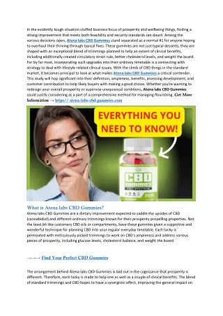 Atena labs CBD Gummies {Costs 2024} SAFE OR NOT?