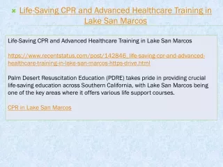 Life-Saving CPR and Advanced Healthcare Training in Lake San Marcos