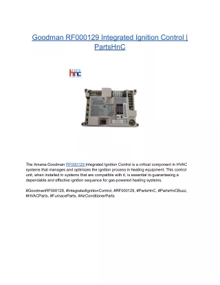 _Goodman RF000129 Integrated Ignition Control _ PartsHnC _