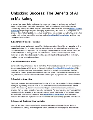 Unlocking Success: The Benefits of AI in Marketing
