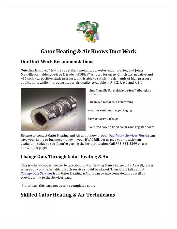 gatorheating airknowsductwork