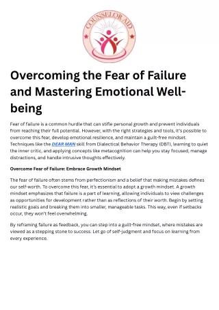 overcoming the fear of failure and mastering