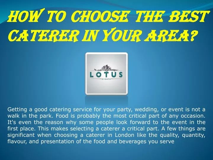 how to choose the best caterer in your area